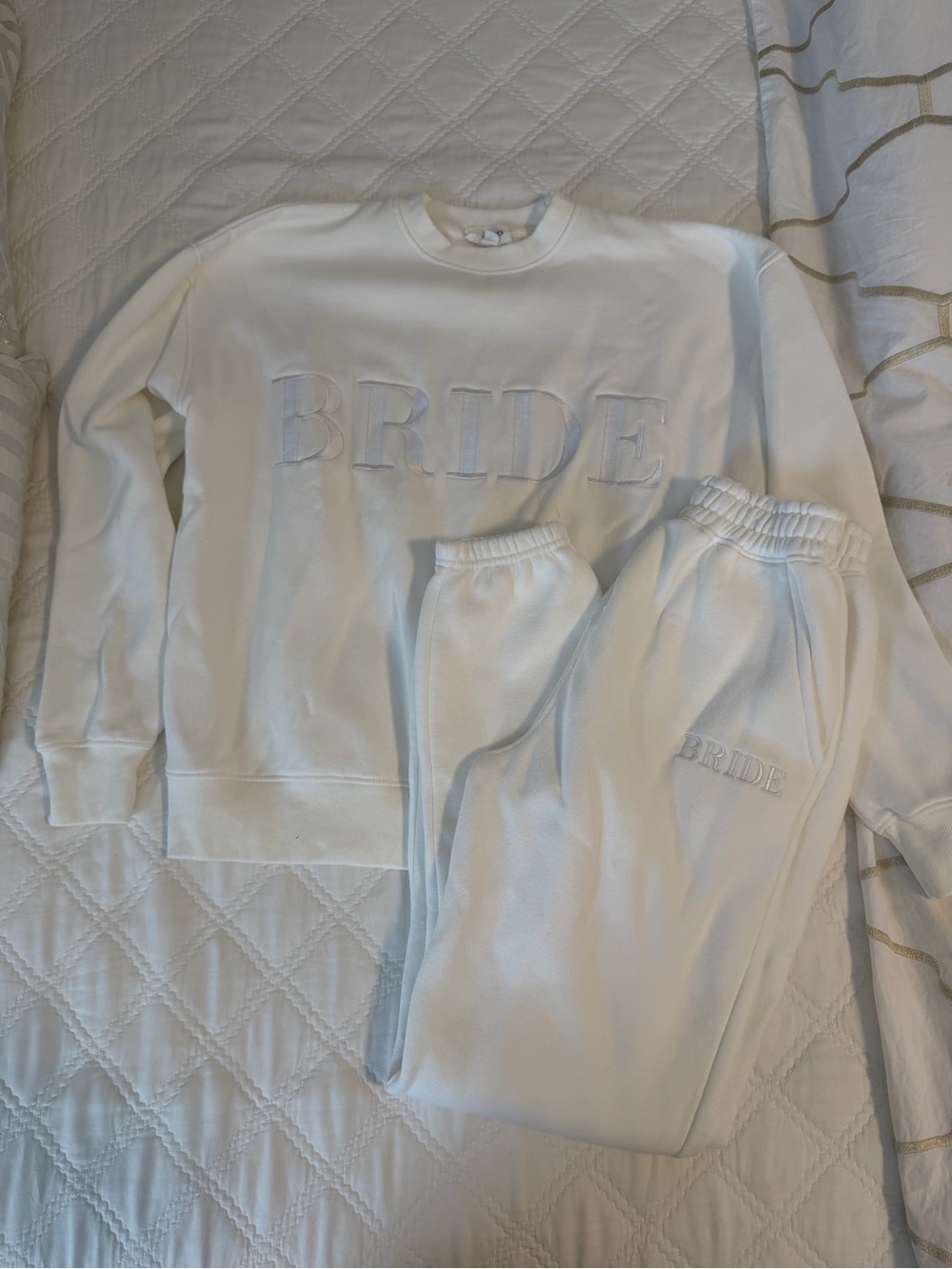 BRIDE Embroidered Sweatshirt & Jogger Set - White